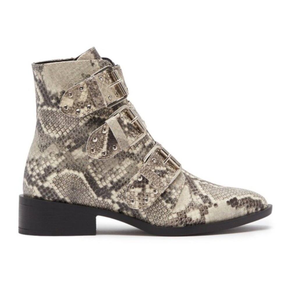 Steven by Steve Madden Harmon Snakeskin Triple Buckle Boots